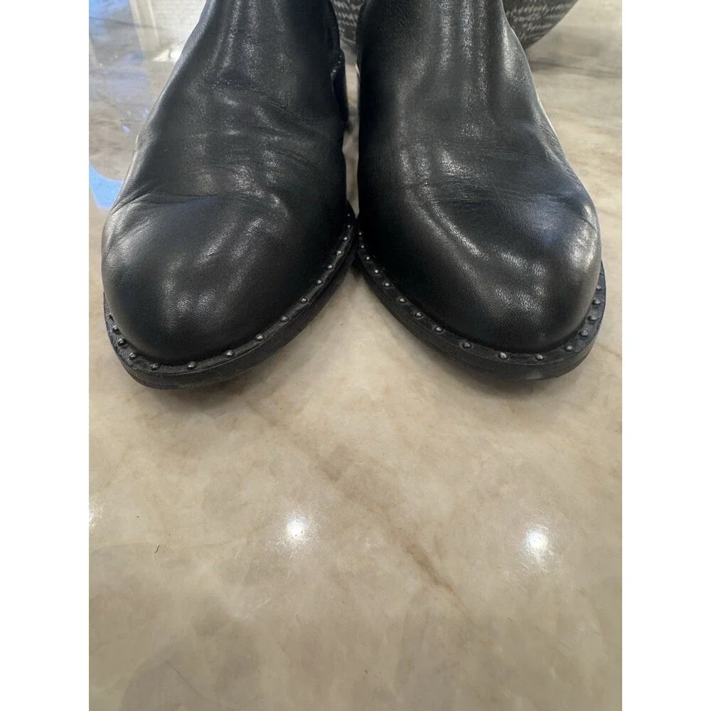 Lucky Brand Giovanna black leather cut-out ankle booties Women’s 8.5m rivets EUC - Picture 9 of 16